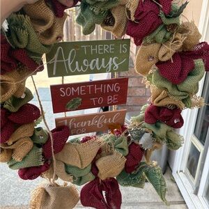 Festive Burlap Holiday Wreath - Red, Green, Tan